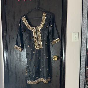 Black and Gold Embroidered Dress